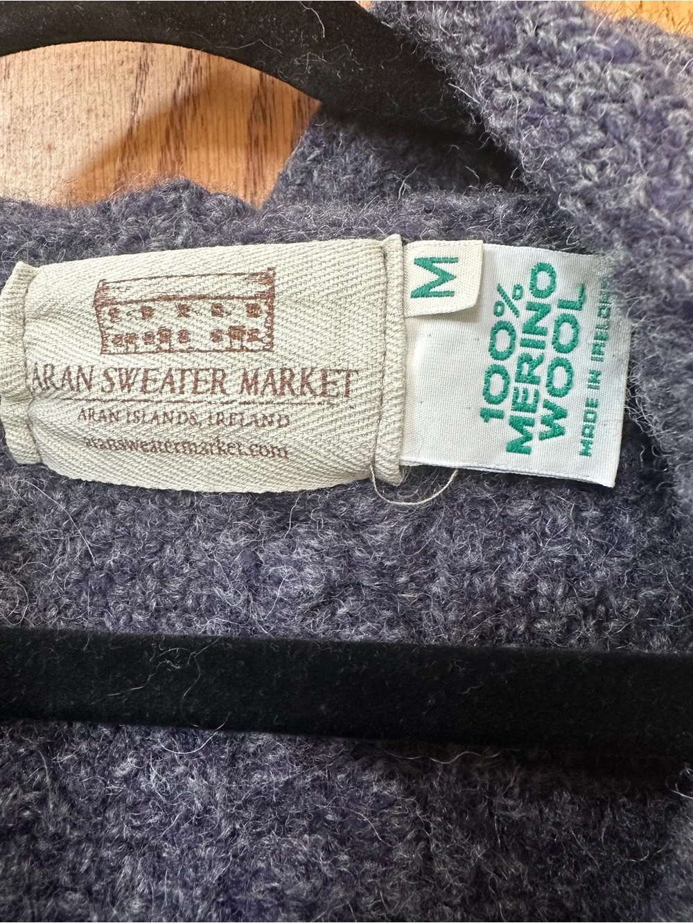 Aran Sweater Market Irish 100% Merino wool hooded sweater Kids Medium